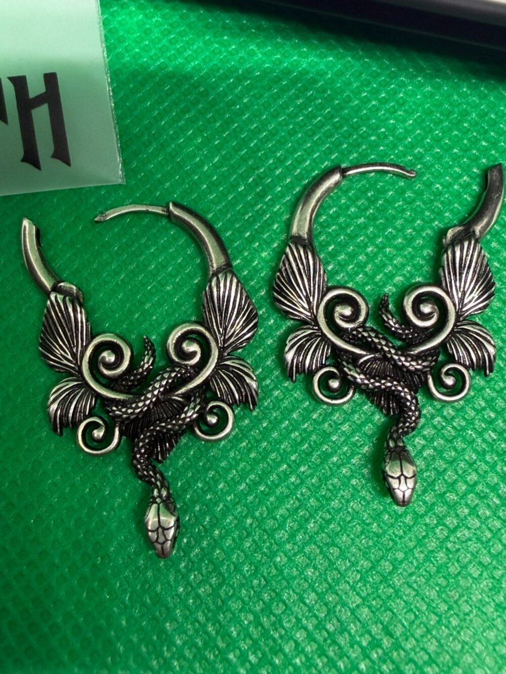 Punk Youth Celestial Serpent Earrings (Silver - One Pair)